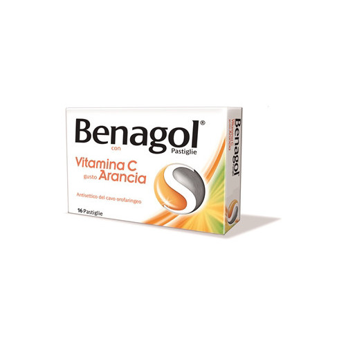 Benagol Vitamina C Arancia 16 Pastiglie | Sollievo dal Mal di Gola e Supporto Immunitario