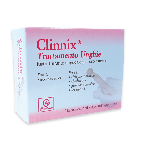 Clinnix trattamento unghie 2 flaconi 15 ml + 2 pennelli applicatori