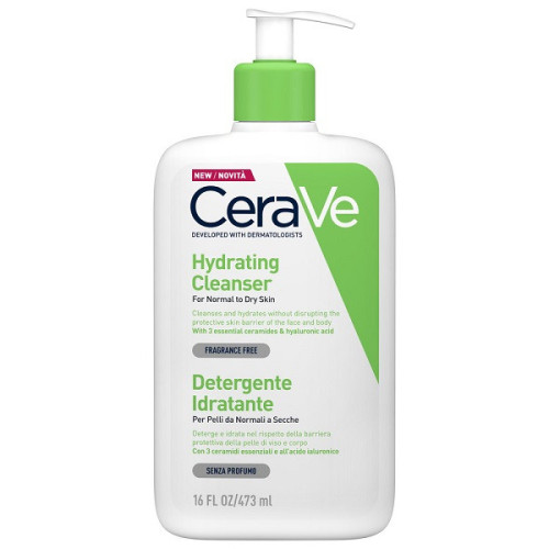 Cerave Detergente Idratante 473 ml – Pulizia Delicata per Pelle Secca e Sensibile