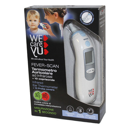 Termometro auricolare wecareyu fever-scan ad infrarossi con10 coprisonda