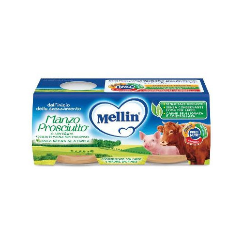 Mellin omogeneizzato manzo prosciutto con verdure 2 pezzi x120 g