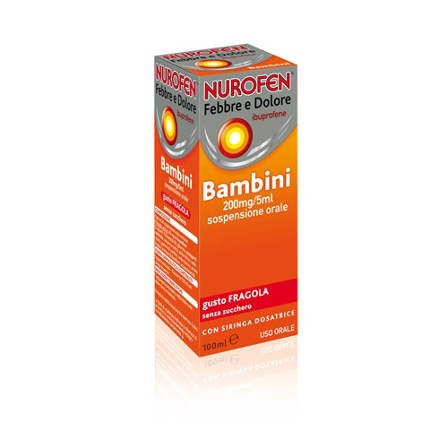 Nurofen Febbre e Dolore Fragola 200 mg/5 ml | Sospensione Orale per Bambini