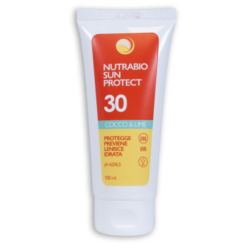 NUTRABIO SUN PROTECT | Crema Protezione Solare SPF 30 | Cocco & Lime | 100ml