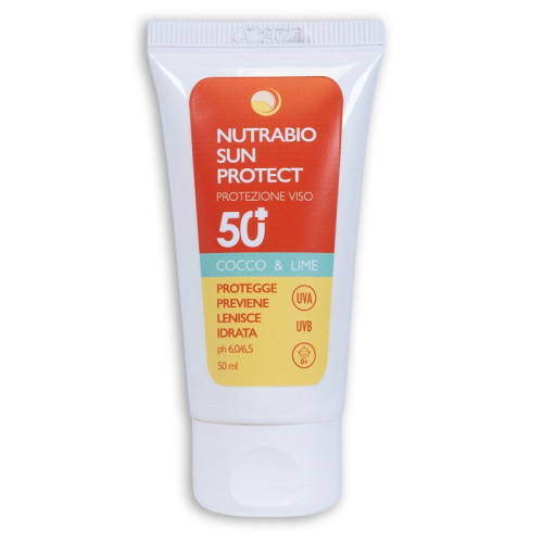 NUTRABIO SUN PROTECT | Crema Viso Protezione Altissima SPF 50 | Cocco & Lime | 50ml