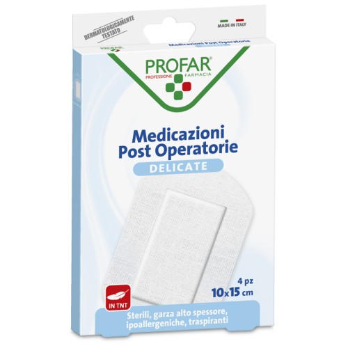 Medicazione post operatoria sterile garza antiaderente 10x15 cm 4 pezzi profar