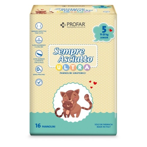Pannolini profar sempre asciutto ultra junior 11/25 kg 16 pezzi